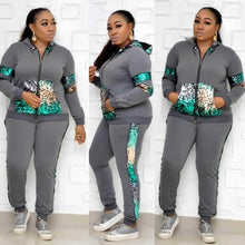 Load image into Gallery viewer, 2 Two Piece Set Women track suit tops and pants hooded suit fashion big sequins jogging femme sets two piece outfits sweat suits