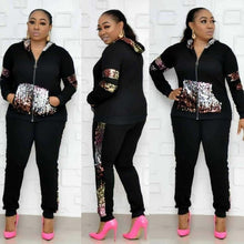 Load image into Gallery viewer, 2 Two Piece Set Women track suit tops and pants hooded suit fashion big sequins jogging femme sets two piece outfits sweat suits