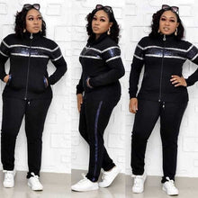 Load image into Gallery viewer, 2 Two Piece Set Women track suit tops and pants hooded suit fashion big sequins jogging femme sets two piece outfits sweat suits