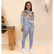 Load image into Gallery viewer, 2 Two Piece Set Women track suit tops and pants hooded suit fashion big sequins jogging femme sets two piece outfits sweat suits